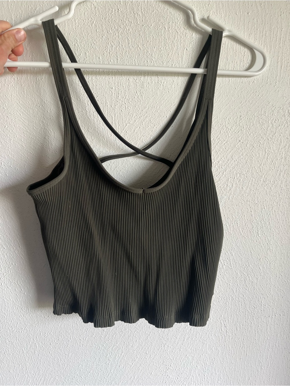 Vuori Olive Ribbed Cross-Back Tank